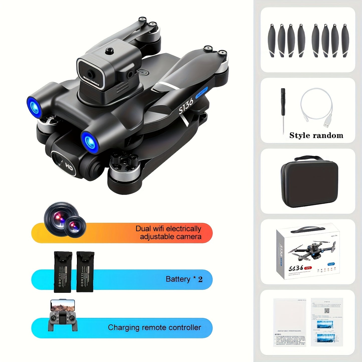 S136 GPS Drone With Dual Cameras And Obstacle Avoidance