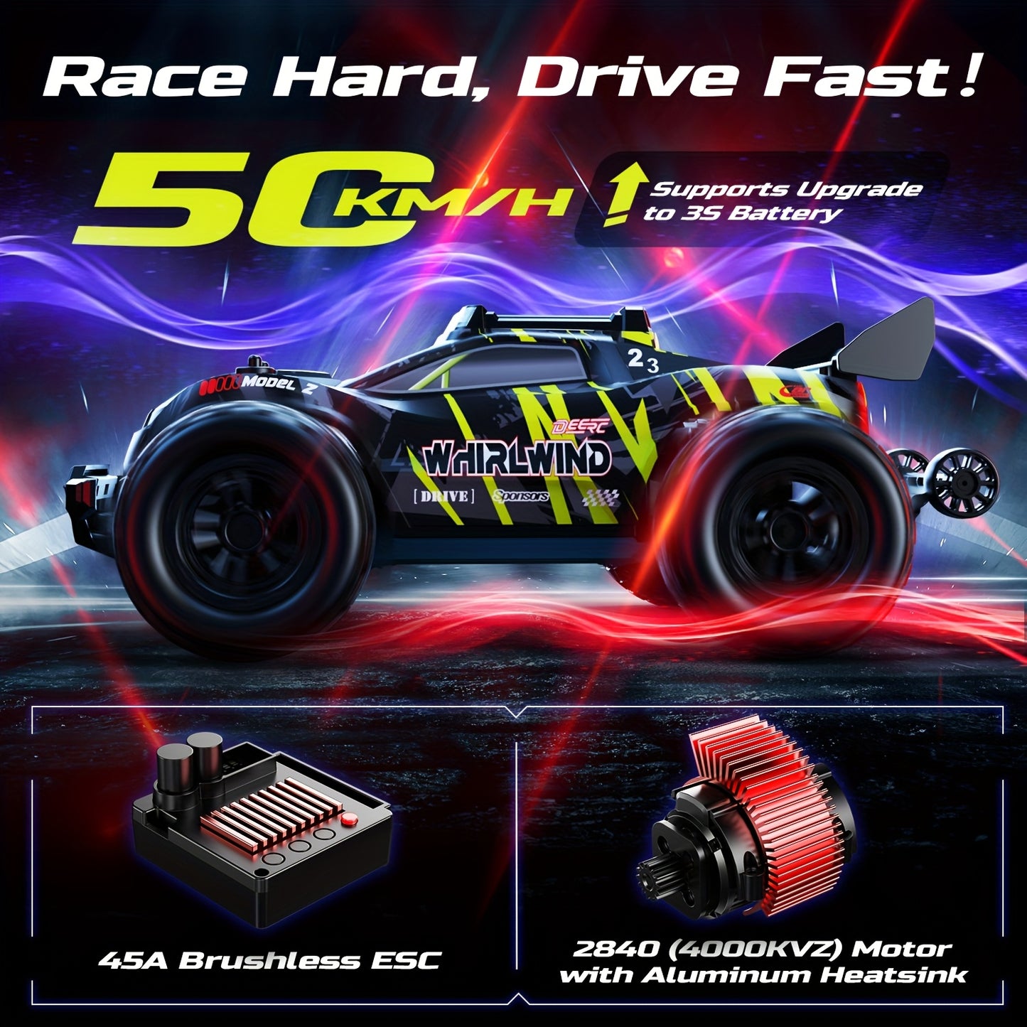 DEERC High Speed Brushless RC Off Road Monster Truck