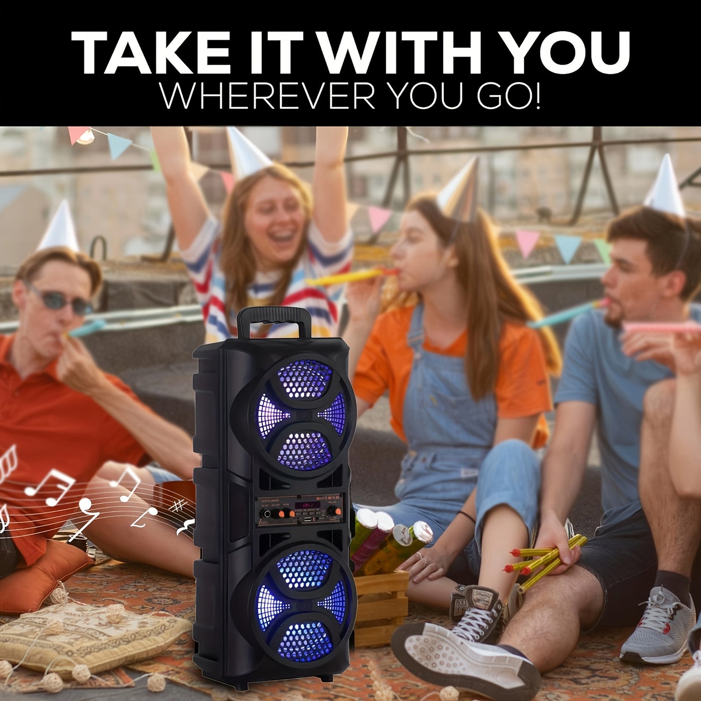 Portable Wireless PA Speaker with LED Display and Karaoke Function