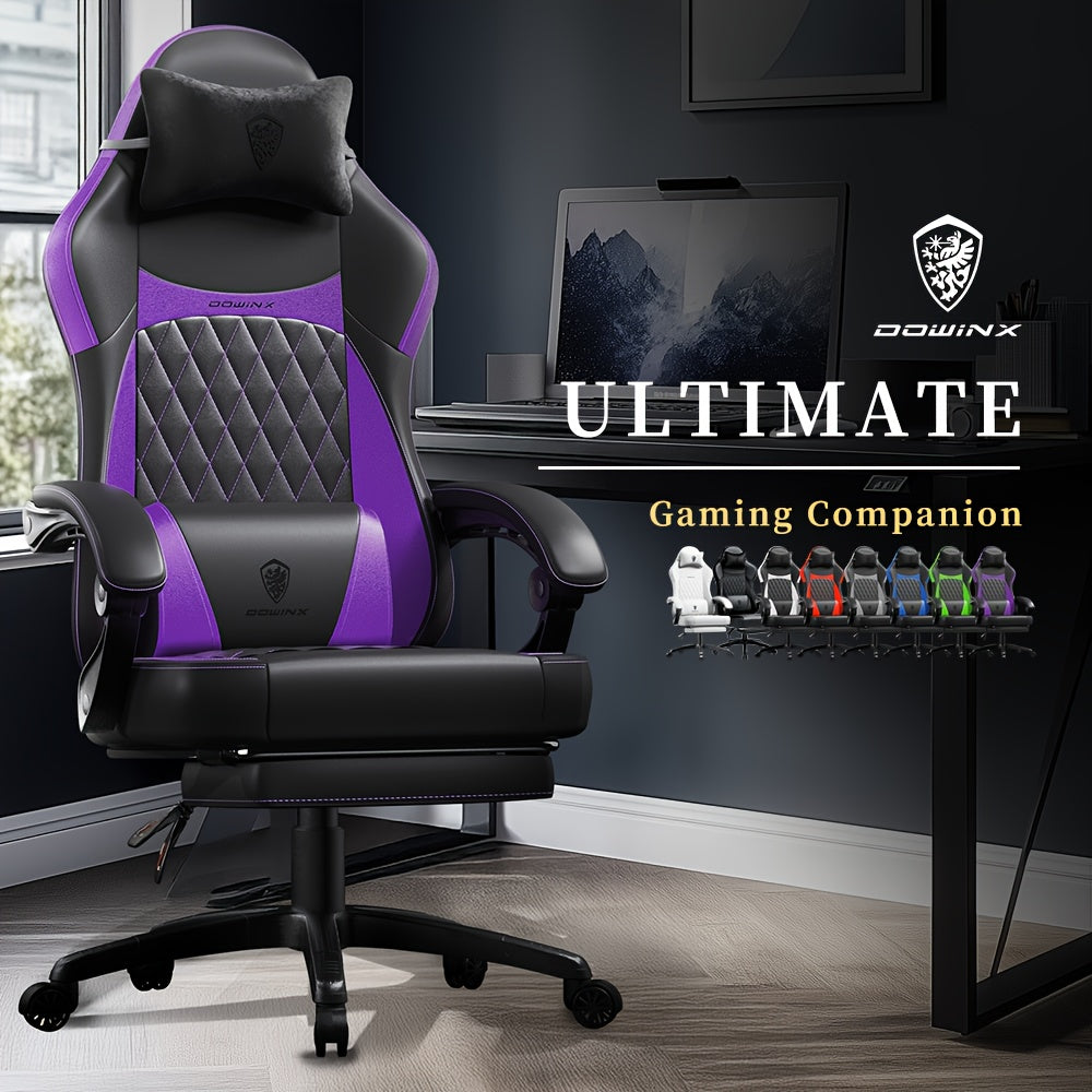 Ergonomic Gaming Chair with Massage Support and Adjustable Footrest