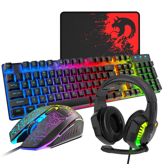 Rainbow LED Gaming Combo Keyboard Mouse Headset for Gamers
