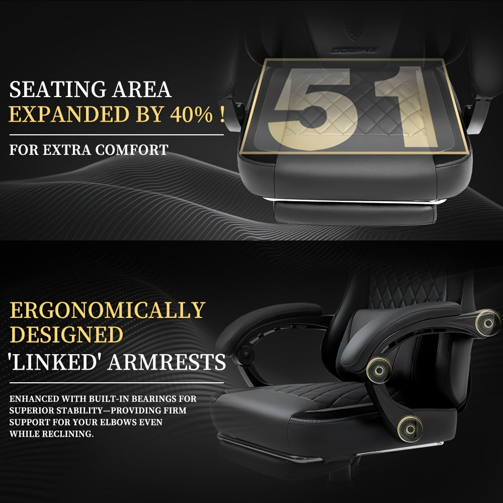 Ergonomic Gaming Chair with Massage Support and Adjustable Footrest
