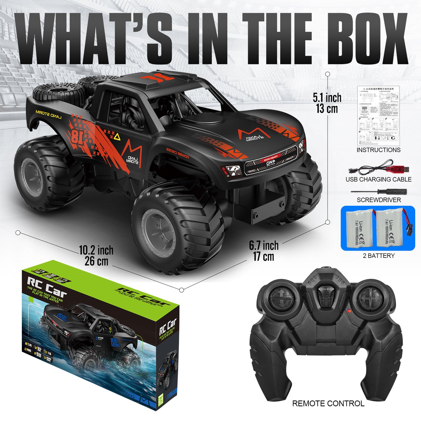 Amphibious RC Truck 4x4 All Terrain Remote Control Car