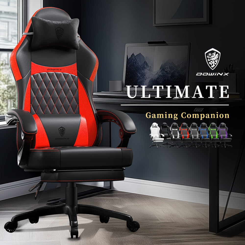 Ergonomic Gaming Chair with Massage Support and Adjustable Footrest