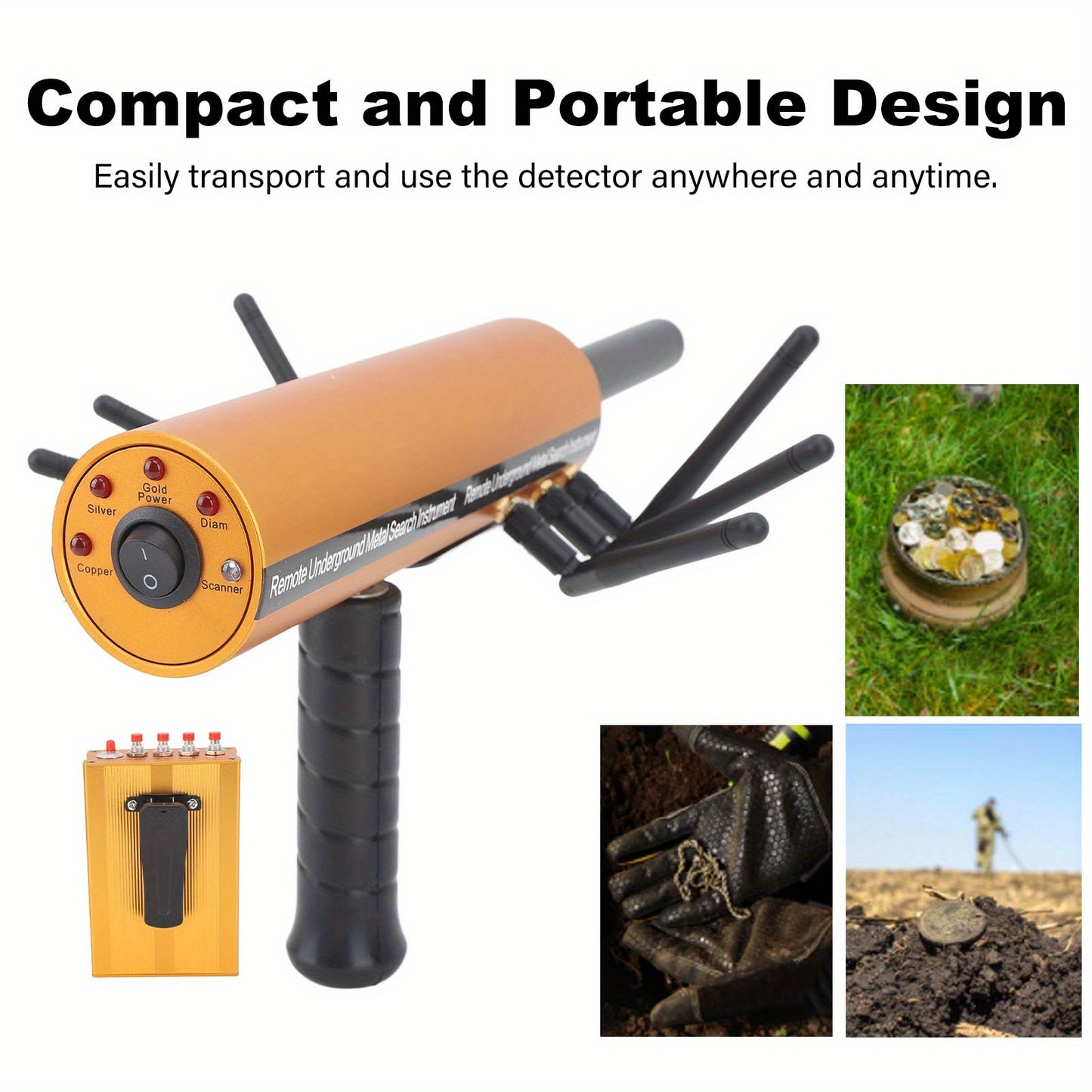 AKS Handheld Metal Detector Pinpointer Portable 360 Degree