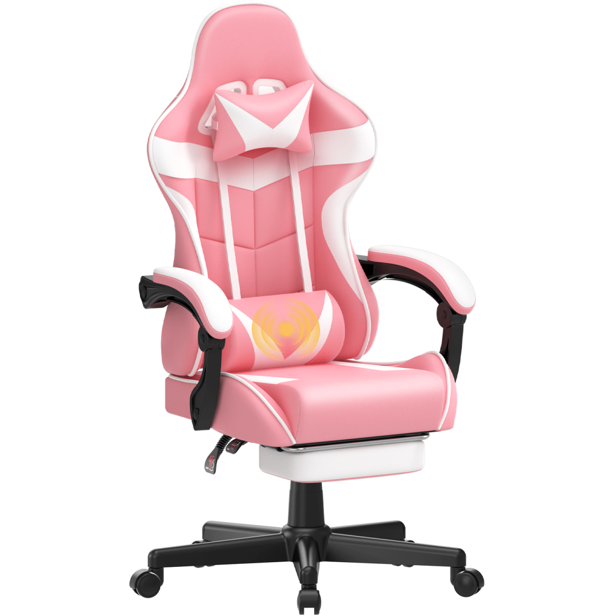 Ergonomic Pink Gaming Chair with Footrest and Lumbar Support
