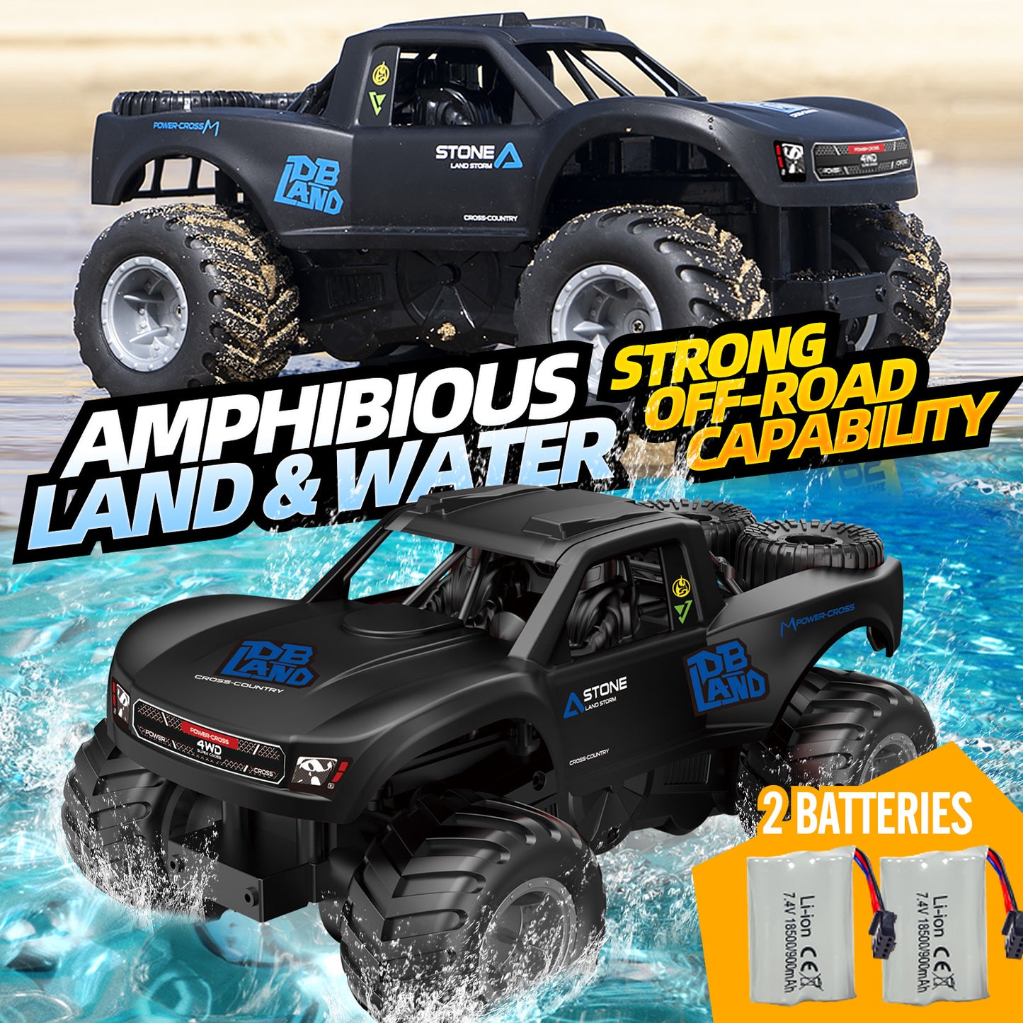 Amphibious RC Truck 4x4 All Terrain Remote Control Car