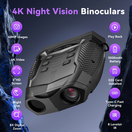 4K Night Vision Binoculars With 8x Zoom For Adventures
