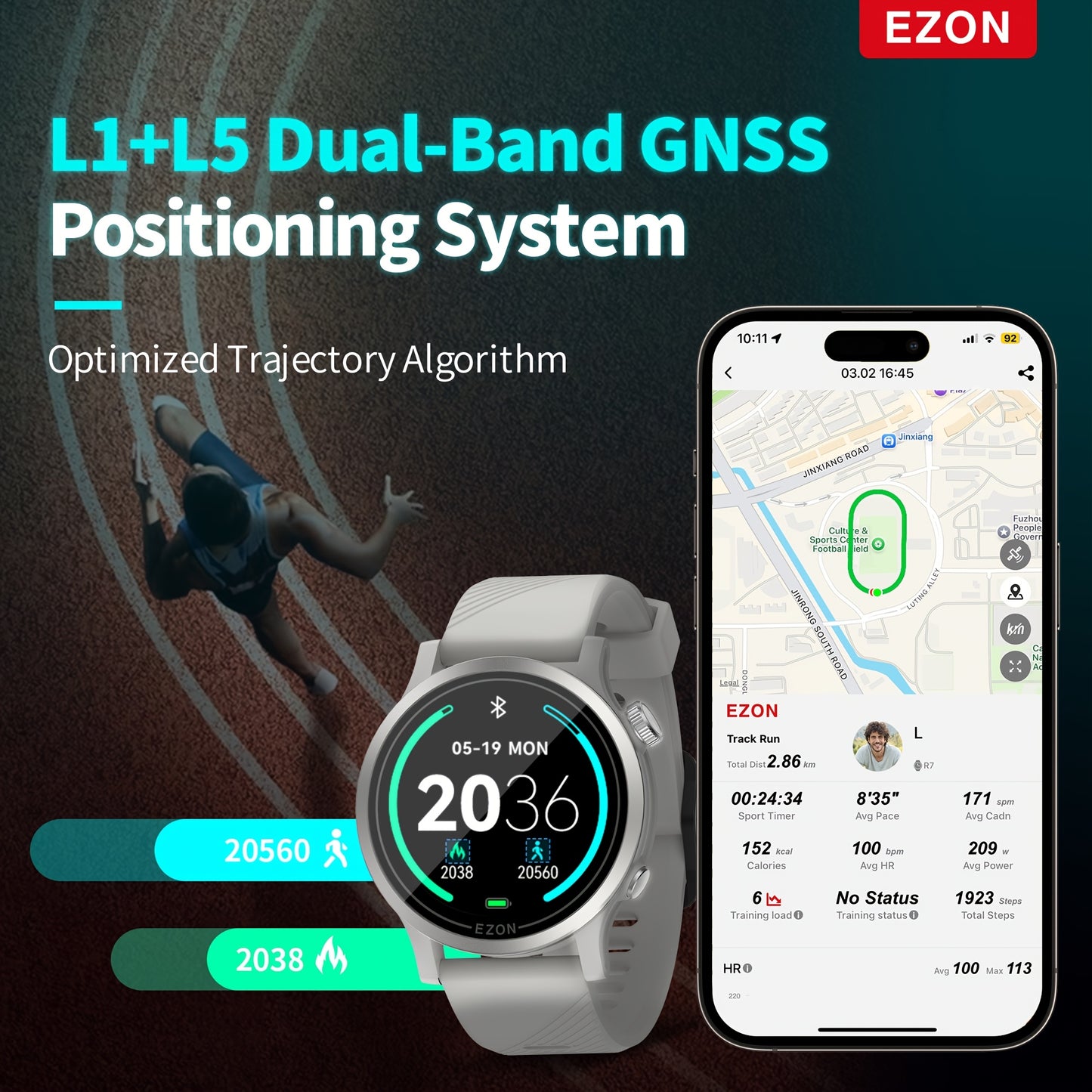 EZON R7 GPS Sports Watch With Dual Frequency GNSS Tracking