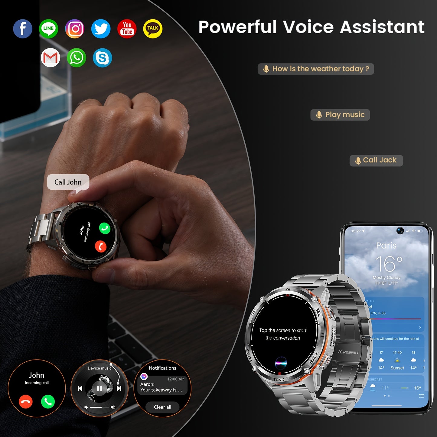 KOSPET Tank T3 Ultra 2 Gps Smartwatches Men Compass