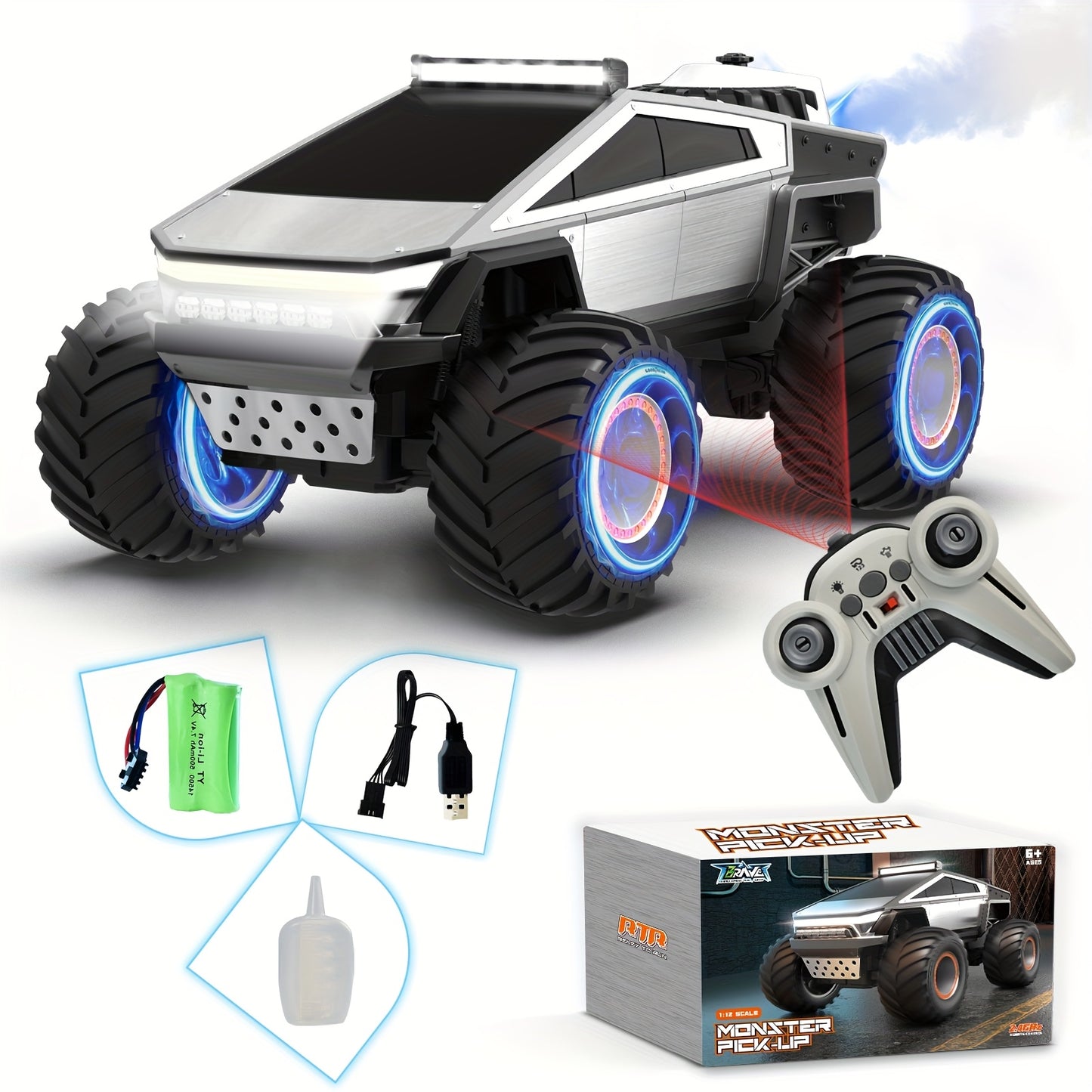 All Terrain Remote Control Monster Truck with LED Lights