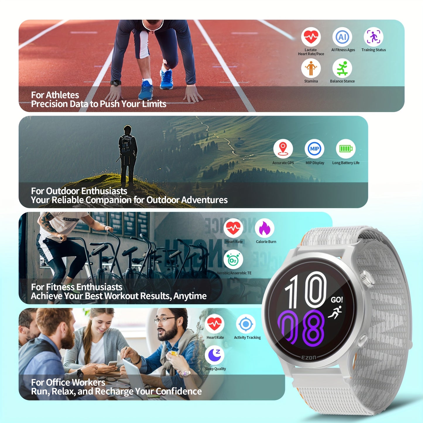 EZON R7 GPS Sports Watch With Dual Frequency GNSS Tracking