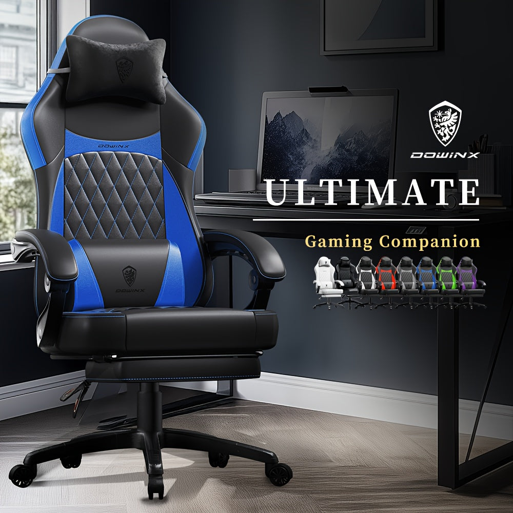 Ergonomic Gaming Chair with Massage Support and Adjustable Footrest