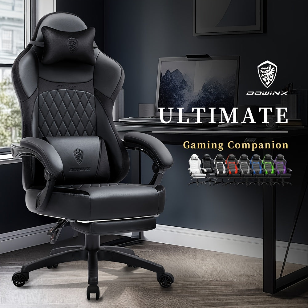 Ergonomic Gaming Chair with Massage Support and Adjustable Footrest