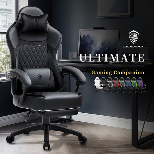 Ergonomic Gaming Chair with Massage Support and Adjustable Footrest