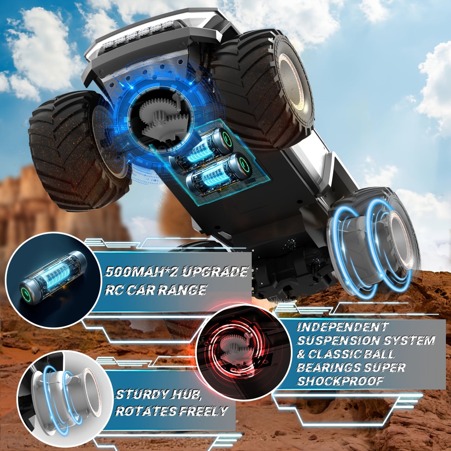 All Terrain Remote Control Monster Truck with LED Lights
