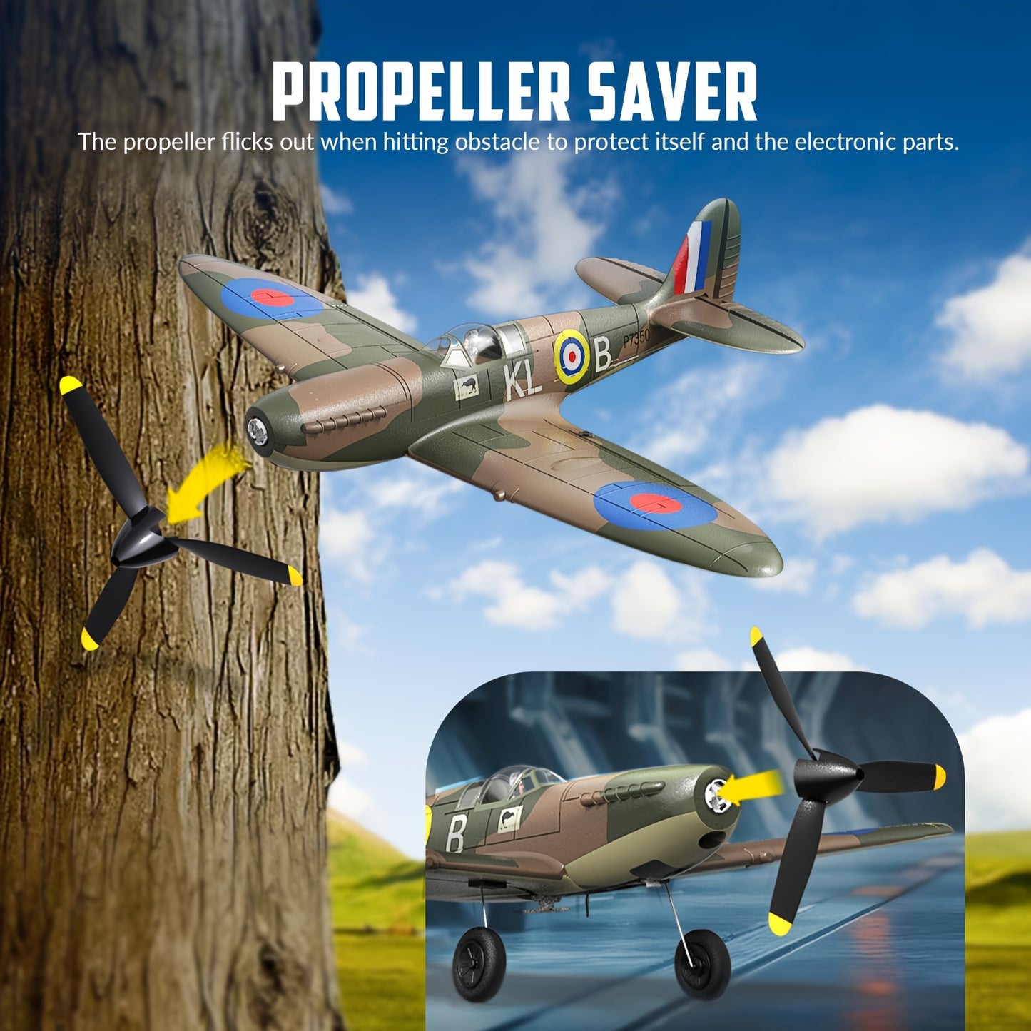 Volantexrc RC Plane Spitfire with Stabilizer System for Beginners