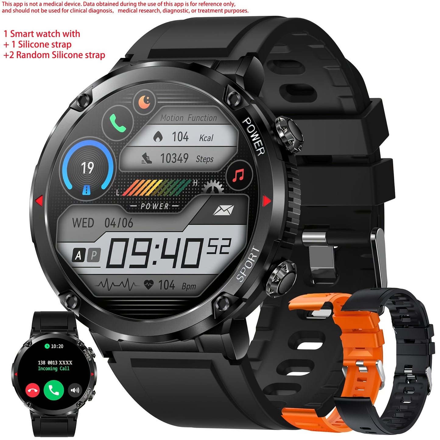 Mens Outdoor Sports Smartwatch With Fitness Tracker