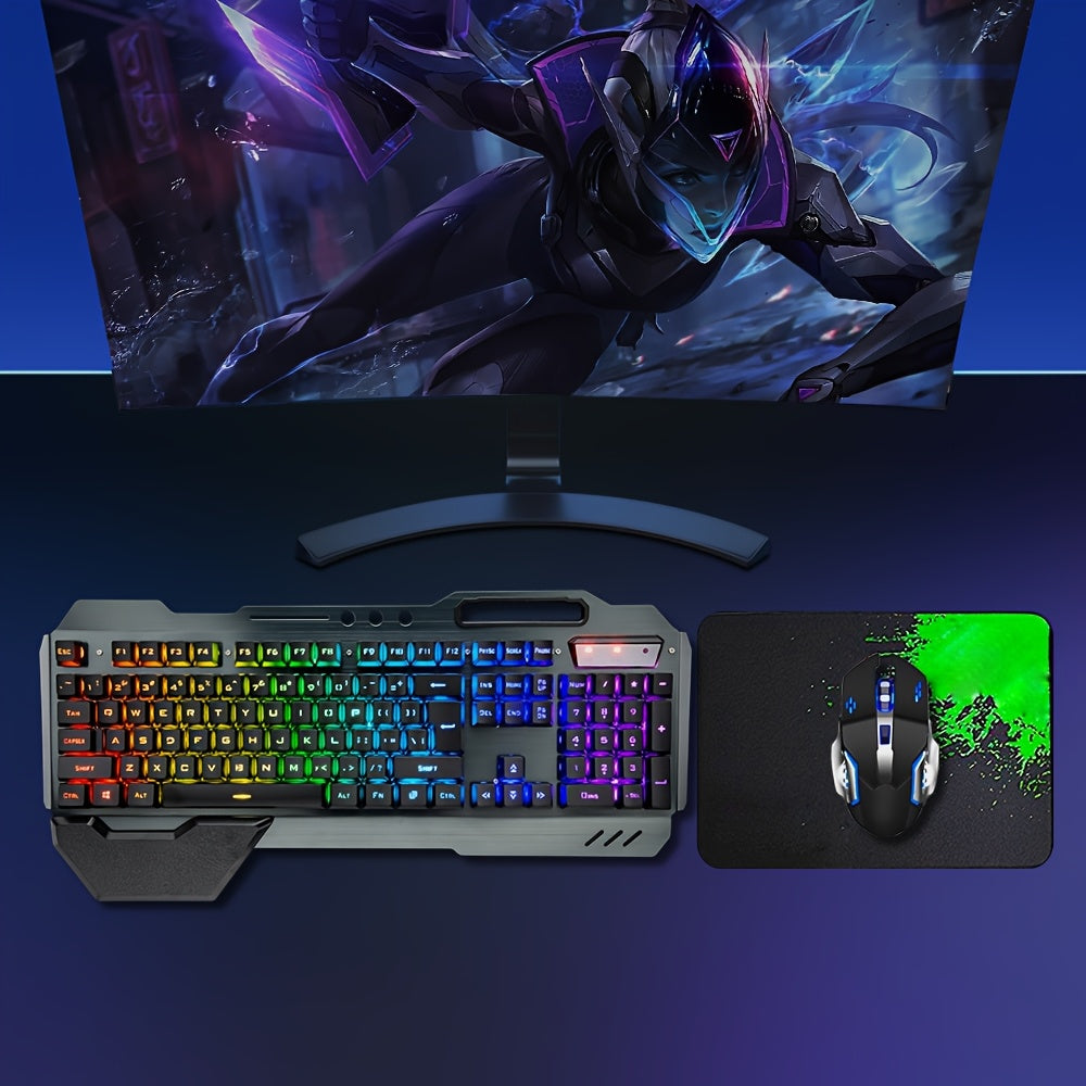 QZUKOY Wireless Gaming Keyboard And Mouse Set With Rainbow Backlighting