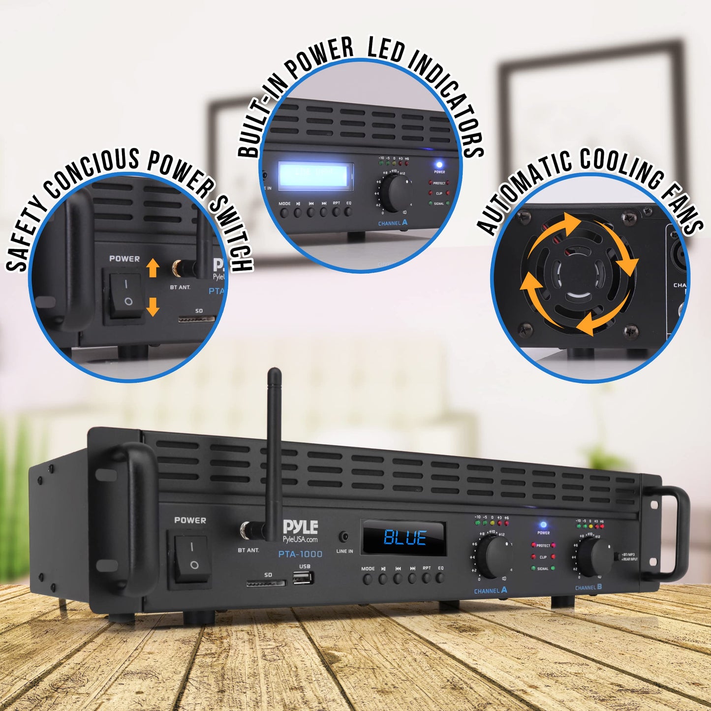 Pyle 1000 Watt Wireless Pro Audio Power Amplifier