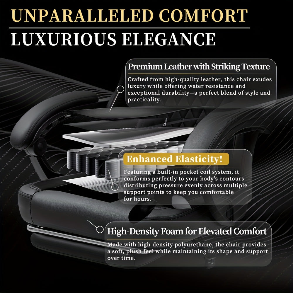 Ergonomic Gaming Chair with Massage Support and Adjustable Footrest