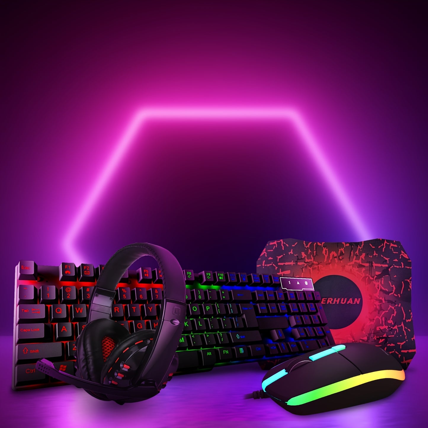 Gaming Keyboard Mouse Headset RGB Bundle for PC Gamers