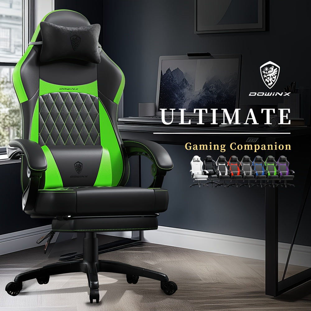 Ergonomic Gaming Chair with Massage Support and Adjustable Footrest