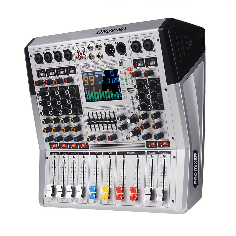 High-Power Stereo Amplifier Mixer with Reverb Effects and EQ