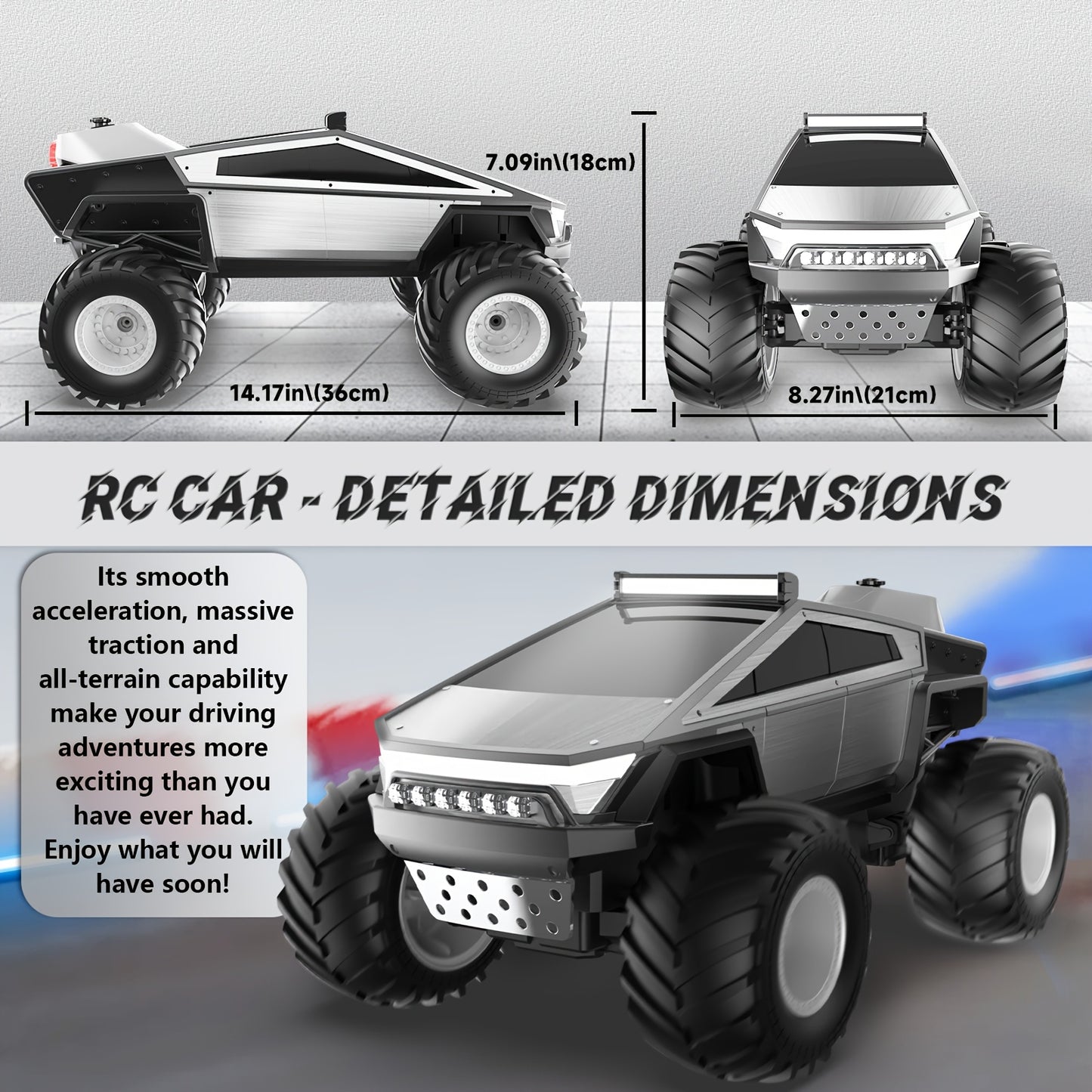 All Terrain Remote Control Monster Truck with LED Lights