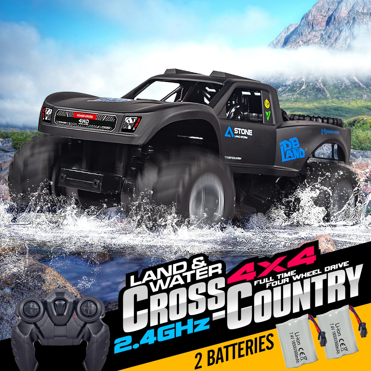 Amphibious RC Truck 4x4 All Terrain Remote Control Car