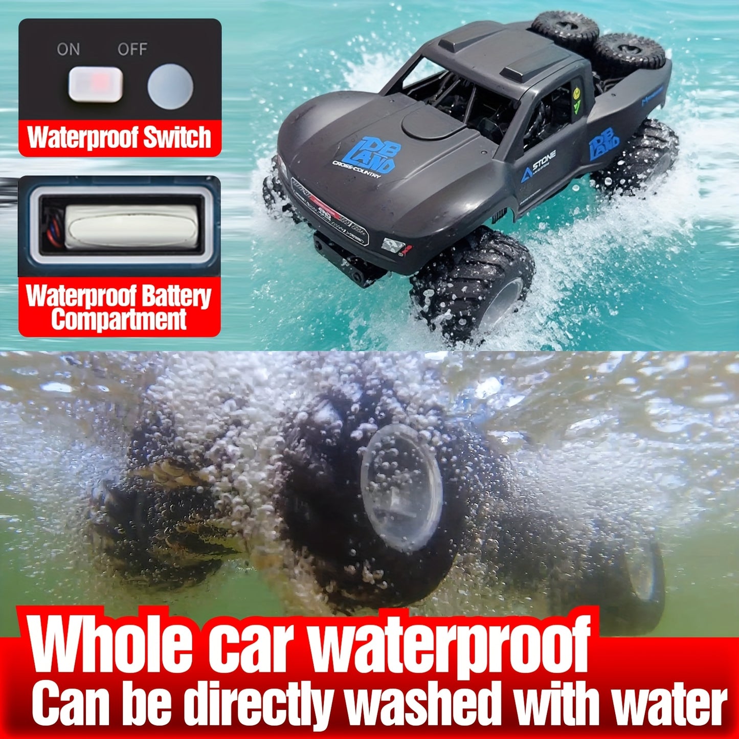 Amphibious RC Car With Rechargeable Batteries For Offroad Adventures
