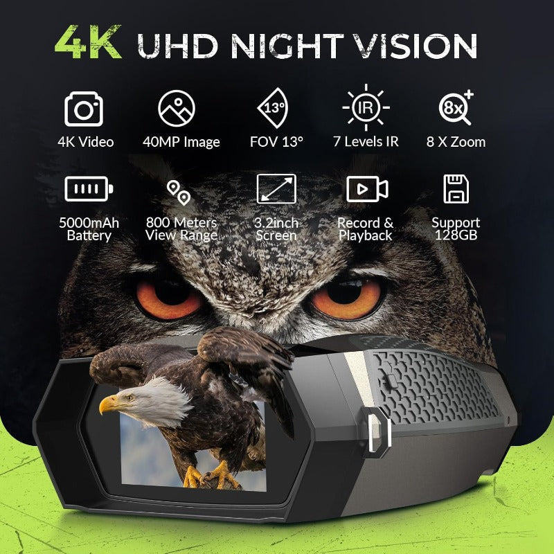 Night Vision Binoculars With 4K Video And Long Range
