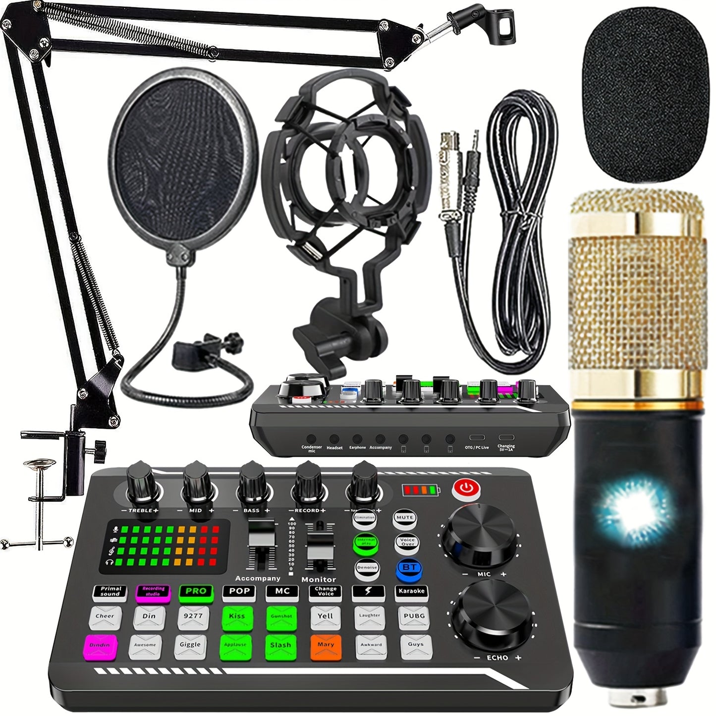 Podcast Equipment Bundle with Audio Interface and Condenser Microphone