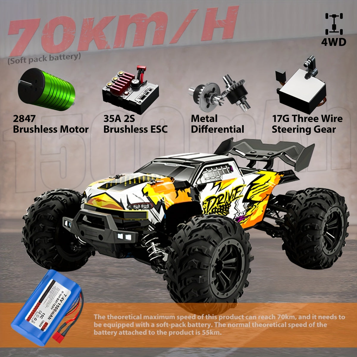 High-Speed Brushless Off-Road Vehicle with Rechargeable Battery
