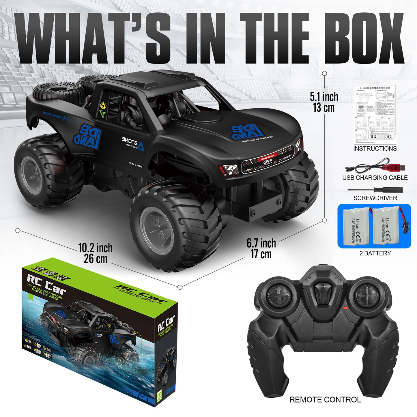 Amphibious RC Truck 4x4 All Terrain Remote Control Car