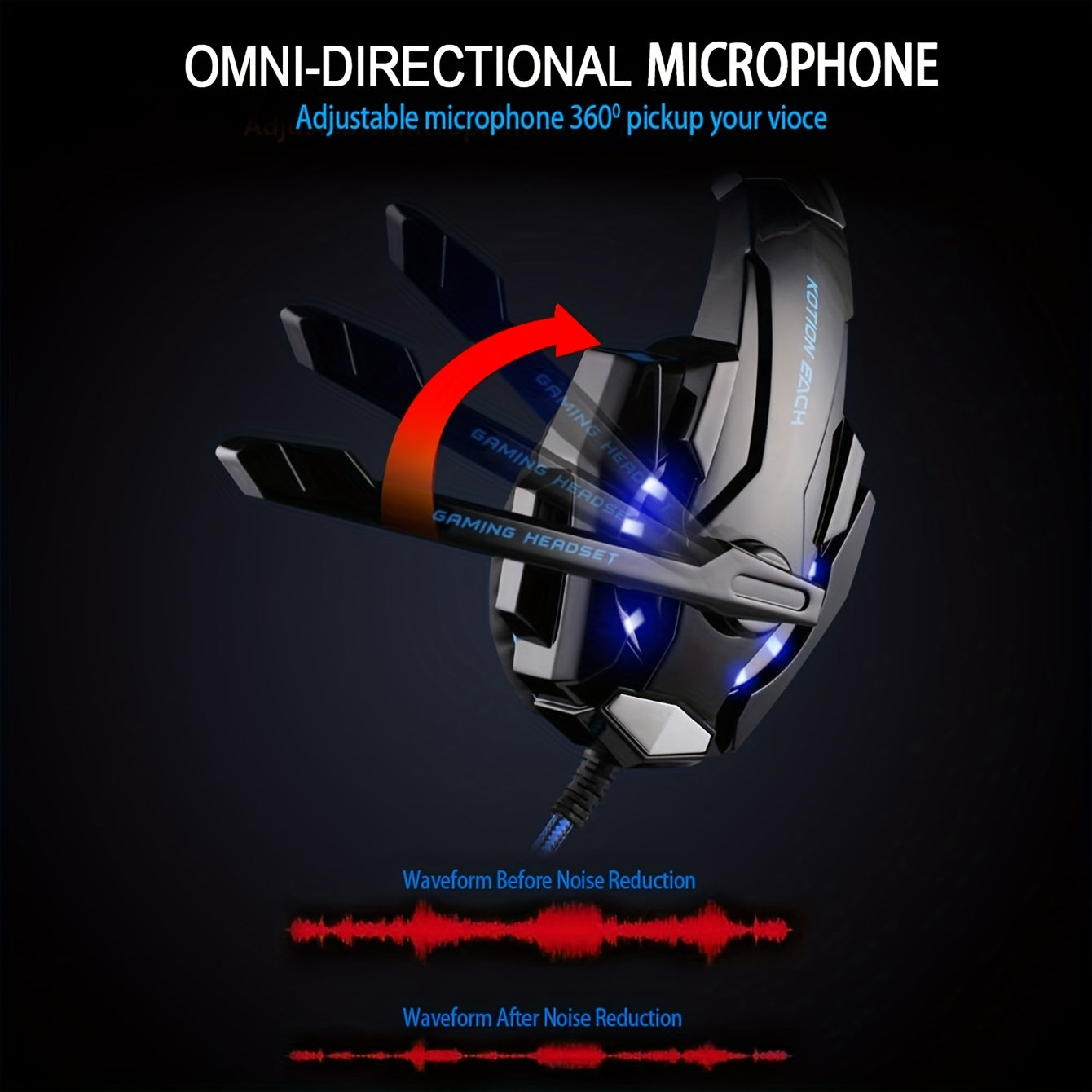 Surround Stereo Sound Noise-Canceling Gaming Headset with LED Lights