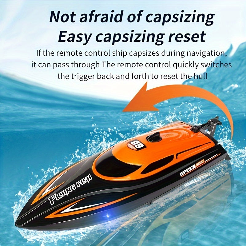 High-Speed Remote-Controlled Speedboat with LED Navigation Lights