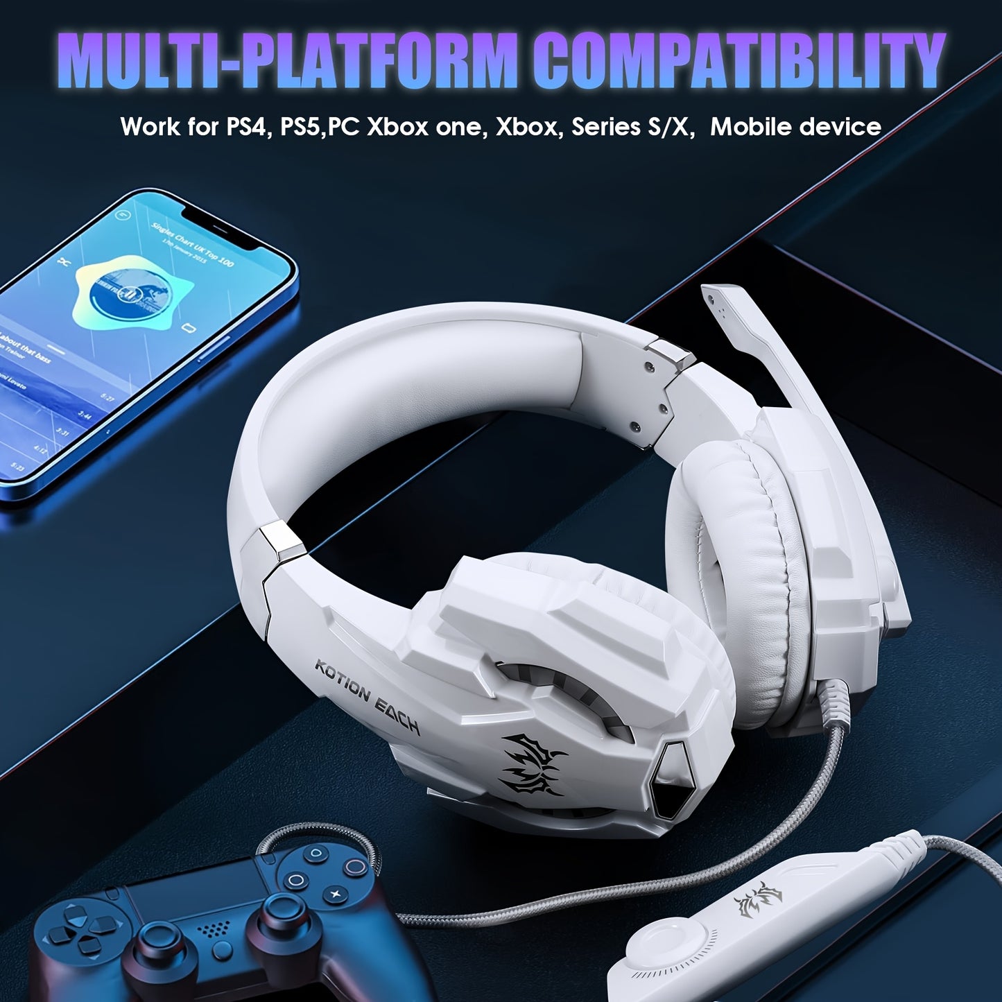 Surround Stereo Sound Noise-Canceling Gaming Headset with LED Lights