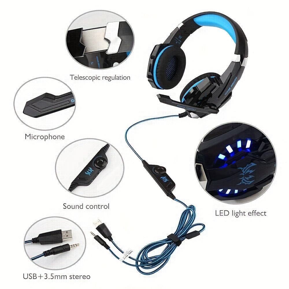 Surround Stereo Sound Noise-Canceling Gaming Headset with LED Lights