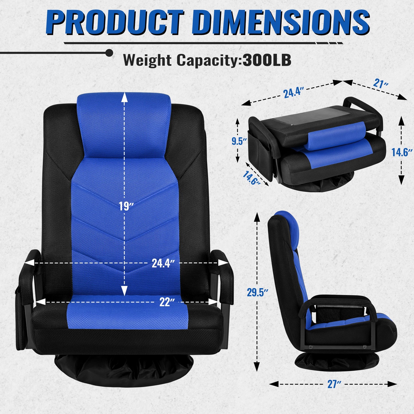 Costoffs Swivel Floor Gaming Chair With Adjustable Reclining Backrest