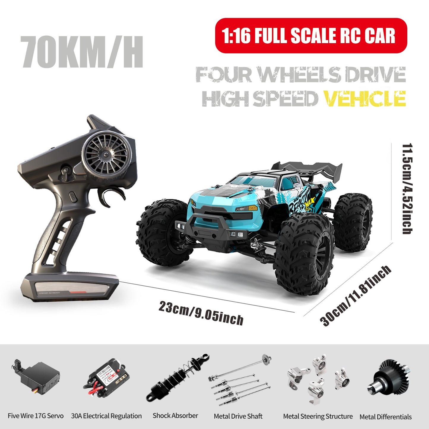 High Speed 4WD Off Road RC Car with LED Lights