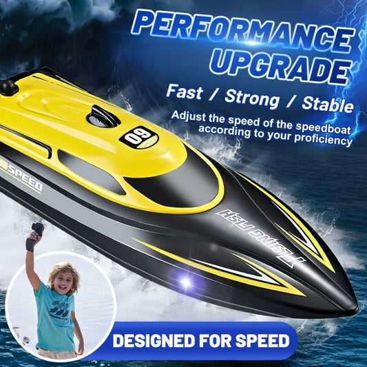 High-Speed Remote-Controlled Speedboat with LED Navigation Lights