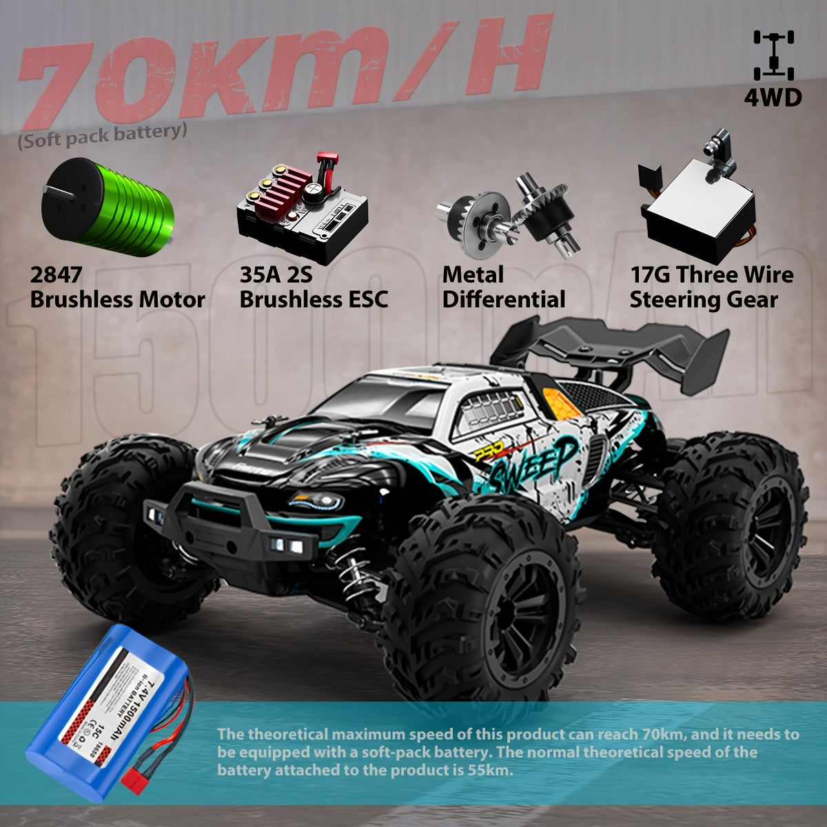 High-Speed Brushless Off-Road Vehicle with Rechargeable Battery