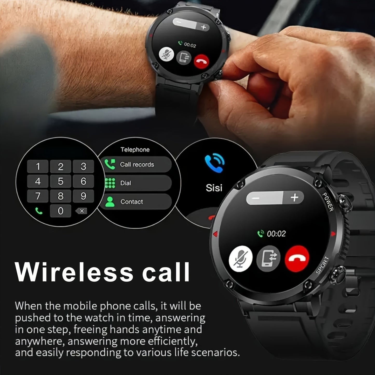 Mens Outdoor Sports Smartwatch With Fitness Tracker