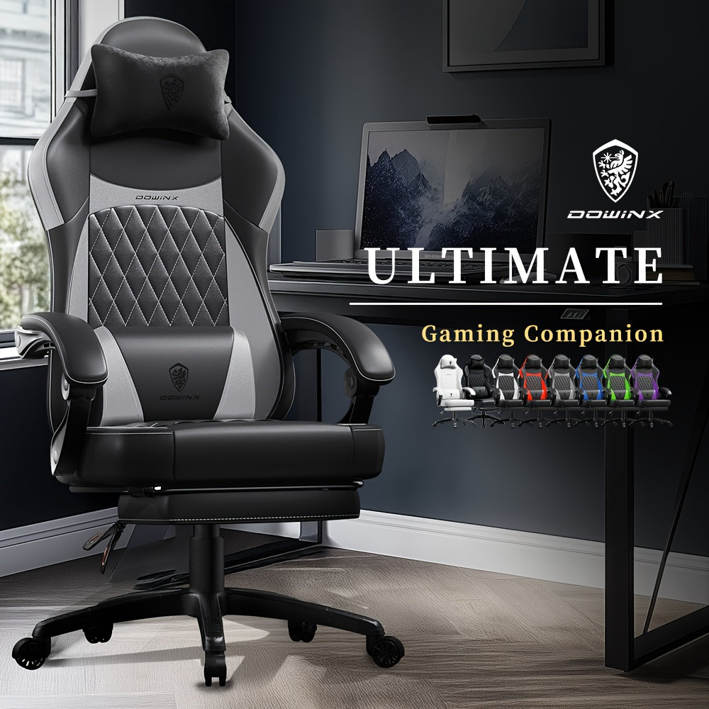 Ergonomic Gaming Chair with Massage Support and Adjustable Footrest