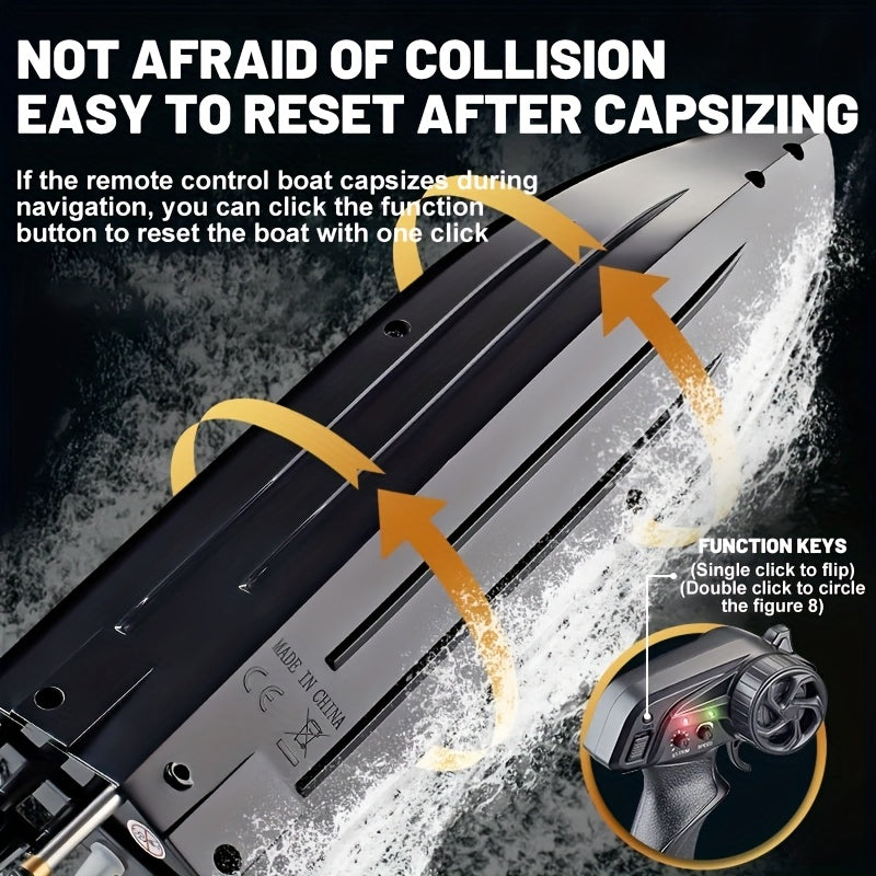 High-Speed Remote-Controlled Speedboat with LED Navigation Lights