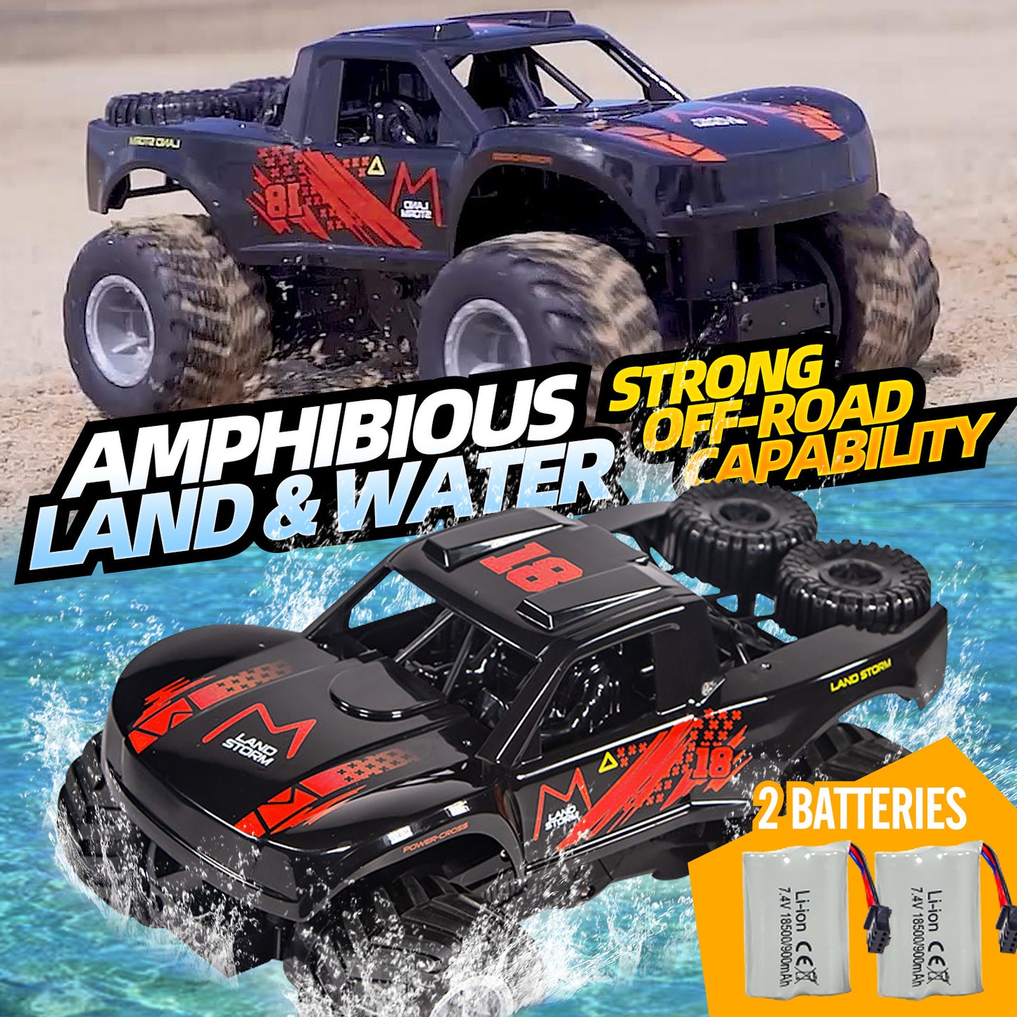 Amphibious RC Truck 4x4 All Terrain Remote Control Car