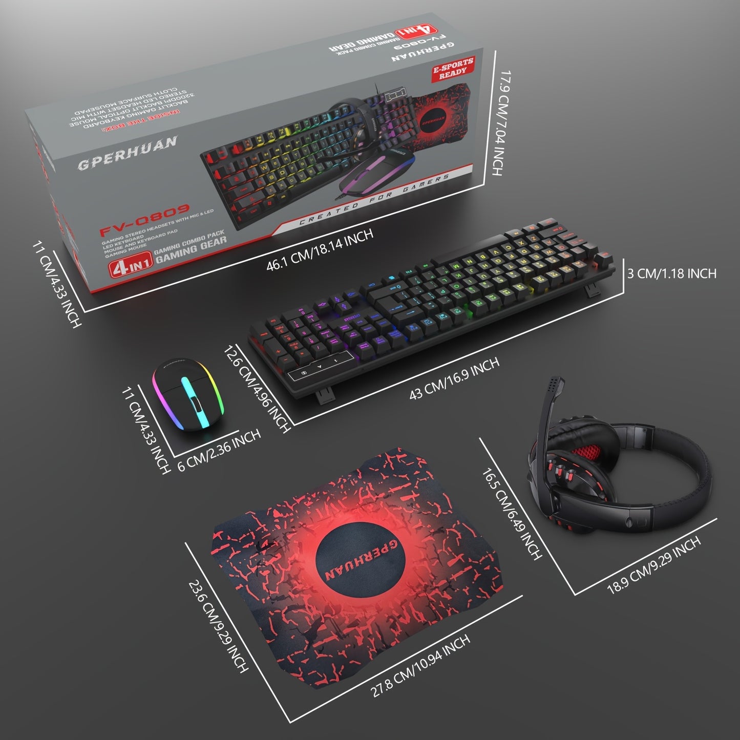 Gaming Keyboard Mouse Headset RGB Bundle for PC Gamers