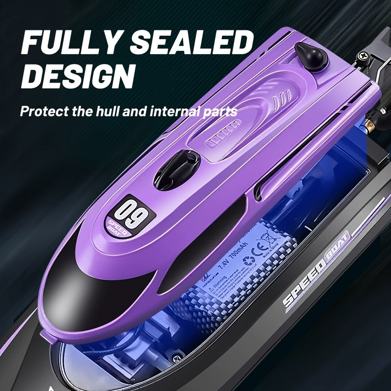 High-Speed Remote-Controlled Speedboat with LED Navigation Lights