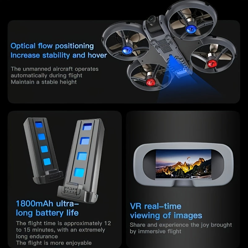 VR Quadcopter Drone with Head Mounted Glasses and Dual Camera